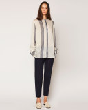 Stola Striped Button-Front Blouse, White Pattern