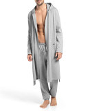 Luis Hooded Wrap Robe, Gray
