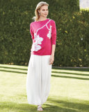 Sequined Orchid Intarsia Sweater, Petite