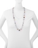Labradorite, Smoky Quartz & Pearl Necklace, 32"