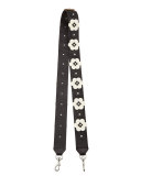 Floral Appliqué Guitar Strap for Handbag, Black