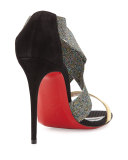 Elastigram Crisscross Red Sole Pump, Multi