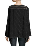 Flowy Georgette Long Tunic, Sanded Black