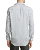 John Windowpane Oxford Shirt, Gray/White