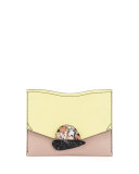 New Small Colorblock Clutch Bag, Optic White/Pale Citrus/Sand
