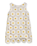 Sleeveless Floral Lace Shift Dress, White, Size 4-7