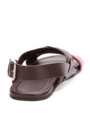Verlon Leather Crossed Sandal, Dark Brown