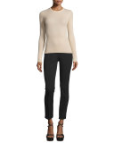 Long-Sleeve Cashmere Sweater, Nude