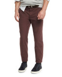 Leather Asymmetrical-Zip Moto Jacket, Chestnut