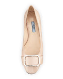Patent Buckle Ballerina Flat, Black (Nero)