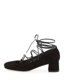 Cordon Lace-Up Ballerina Pump, Black