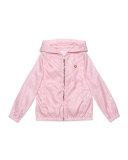 Hooded Zip-Front GG Jacket, Rose, Size 4-12