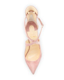 Marlenarock Crisscross Suede Red Sole Pump, Nude