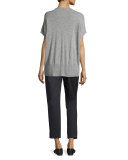 High-Neck Short-Sleeve Cashmere Pullover