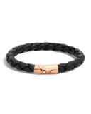 Bamboo Men's Bronze Woven Leather Station Bracelet