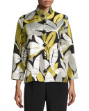Easy-Fit Leaf Jacquard Jacket, Multi