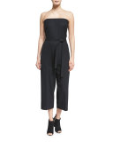 Belted Strapless Jumpsuit, Black