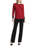 Colorblock Button-Sleeve Sweater