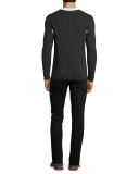Thermal Long-Sleeve Crewneck T-Shirt, Heather Black