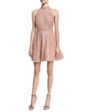 Hollie Sequined Fit-and-Flare Racerback Dress, Pink