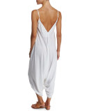 Floral-Embroidered Jumpsuit Coverup