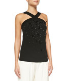 Embellished-Front Halter Blouse