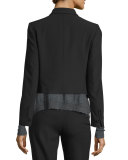 Cropped Shrunken Crepe Jacket, Black
