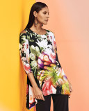 Cold-Shoulder Alfresco-Print Tunic Top
