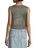 Cropped Silk Shell Tank, Thyme