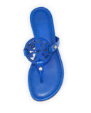 Miller Leather Logo Sandal, Blue Dahlia