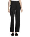 Single-Pleat High-Waist Pants, Black