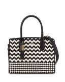 ridley street blanca woven satchel bag, black/cememt