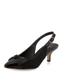 Gaga Cap-Toe Bow Slingback Pump, Black
