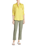Slim-Fit Stretch-Silk Satin Blouse