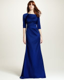 Half-Sleeve Bateau-Neck Mermaid Gown