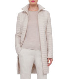 Quilted Cashmere Zip-Front Coat, Ranunculus