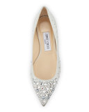 Alina Crystal Suede Flat, White/Crystal