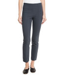 Stretch-Woven Seamed Leggings, Dark Gray