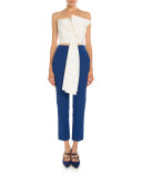 Cropped Straight-Leg Pants, Sapphire Blue