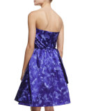 Strapless Draped Cocktail Dress, Ultra Marine