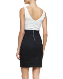 Sleeveless Colorblock Sheath Dress, Black/White