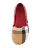 Peckfield Check Canvas Espadrille, Berry Pink/Natural, Toddler