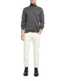 Straight-Leg Denim Jeans, Milk
