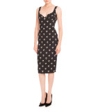 Fitted Daisy Jacquard Cami Dress, Black