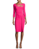 Sunny 3/4-Sleeve Cutout Cocktail Dress, Fuchsia