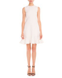 Sleeveless Flounce-Hem Wool Dress