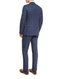 Gregory Melange Windowpane Two-Piece Suit, Navy