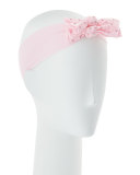 Girls' Two-Bow Stretch Rhinestone Headband, Light Pink