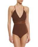 Belted Wrap One-Piece Swimsuit