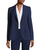 Micro-Jacquard Two-Button Jacket, Marino Blue